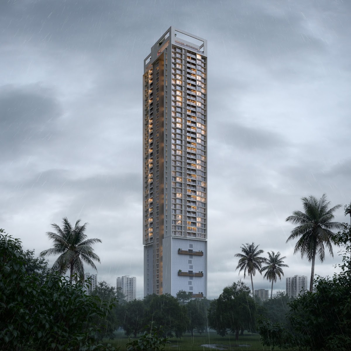 Rustomjee Ozone Skye tower official elevation rendering in Goregaon West Mumbai