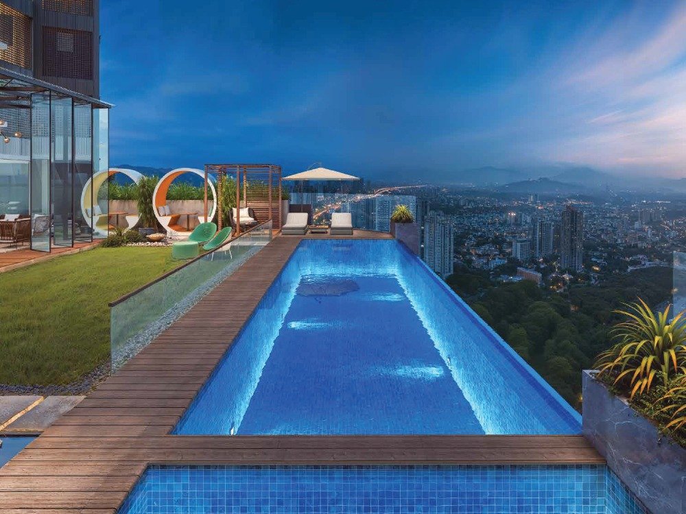 Infinity swimming pool lifestyle amenity at SIXTY3 W.E. Residences, Goregaon East