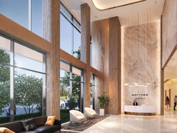 Premium entrance lobby rendering for SIXTY3 W.E. Residences in Goregaon East