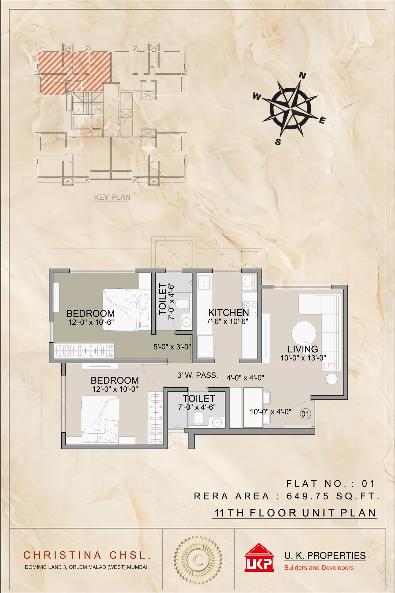 U K Christina Apartment CHSL 2 BHK RERA unit plan
